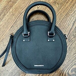 Rebecca Minkoff Bree Circle Crossbody: Black with Silver Chain